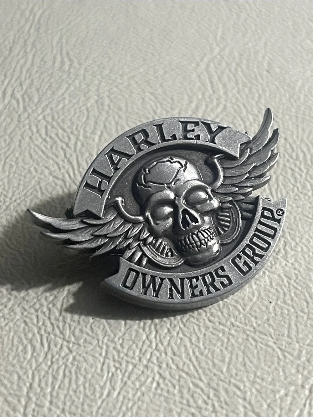 Harley Owners Group Silver-tone Skull Lapel Pin